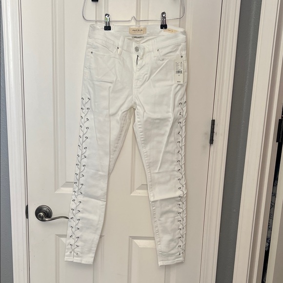 PacSun White Lace-Up Skinny Jeans Ankle Jeggings - Picture 1 of 3